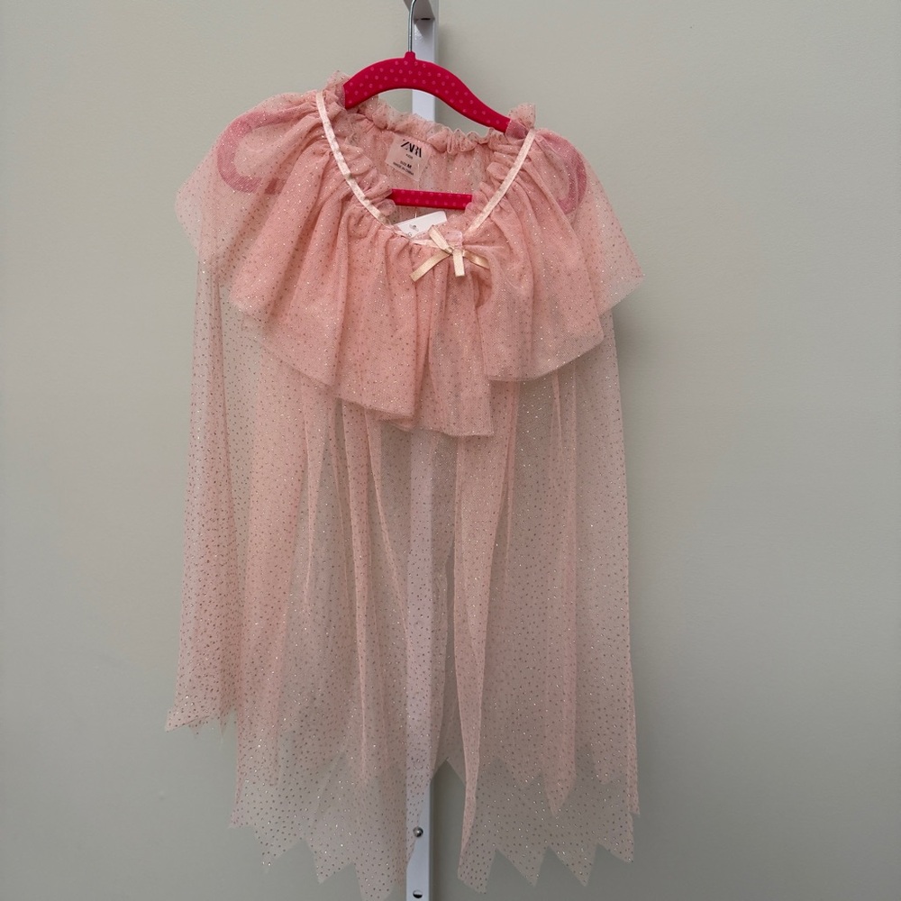 Zara pink glitter tulle cape kids medium